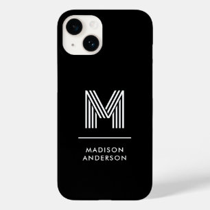 Minimalistisch modern zwart-wit aangepast monogram Case-Mate iPhone 14 hoesje