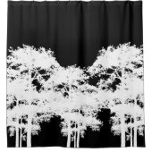 Minimalistisch modern zwart wit boom silhouet douchegordijn (Voorkant)