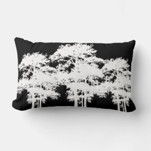 Minimalistisch modern zwart wit boom silhouet kussen