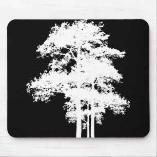 Minimalistisch modern zwart wit boom silhouet muismat