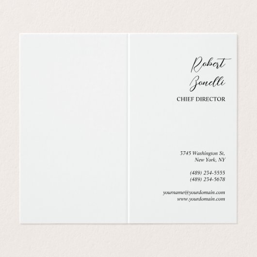 Minimalistisch Modern Zwart Wit Gepersonaliseerd Visitekaartjes (Buitenkant ongevouwen)