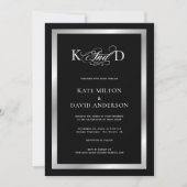 Minimalistisch modern zwart-wit huwelijk kaart (Voorkant)