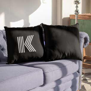 Minimalistisch modern zwart-wit monogram kussen