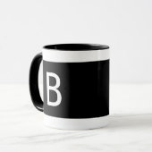 Minimalistisch Modern Zwart Wit Monogram Linkerhan Mok (Voorkant links)