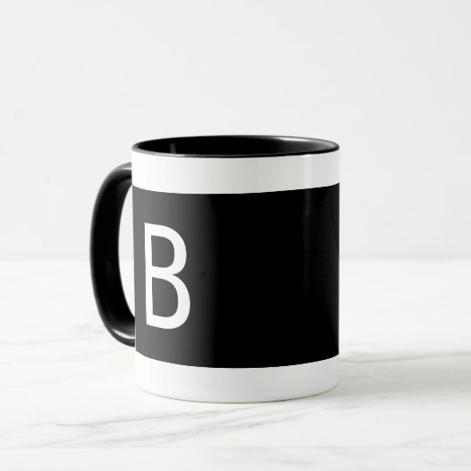 Minimalistisch Modern Zwart Wit Monogram Linkerhan Mok (Voorkant links)