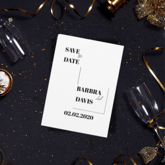 Minimalistisch Modern Zwart & Wit Save the Date Ka