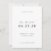 Minimalistisch Modern Zwart Wit Save the Date Kaar Kaart (Voorkant)