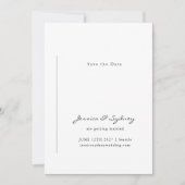 Minimalistisch modern zwart-witscript huwelijk save the date (Voorkant)