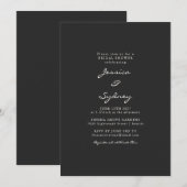 Minimalistisch modern zwart witscript Vrijgezellen Kaart (Voorkant / Achterkant)