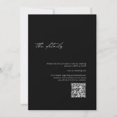 Minimalistisch modern zwart | Witte QR-code bruilo Kaart (Achterkant)