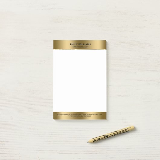 Minimalistisch moderne goudgrens post-it® notes (Op bureau)