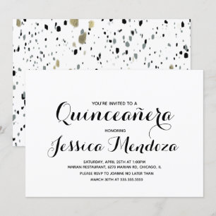 Minimalistisch Monochrome Gold Quinceañera Sweet 1 Kaart