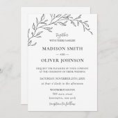 Minimalistisch Monochrome Laurel Branch Leafy Wedd Kaart (Voorkant / Achterkant)