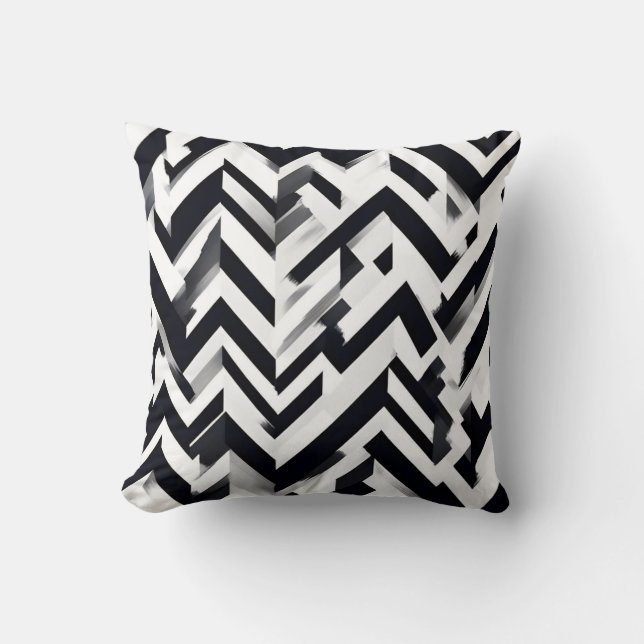Minimalistisch monochroom Chevron Pattern Sierkuss Kussen (Voorkant)