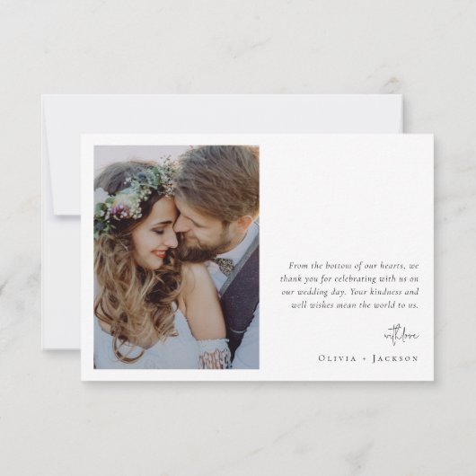 Minimalistisch Monogram 2 Fotobruiloft Bedankkaart (Achterkant)