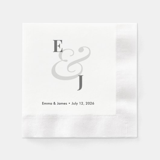 Minimalistisch monogram | Ampersand Wedding Cockta Servet (Voorkant)