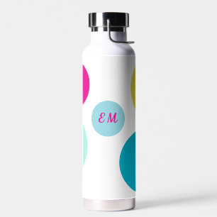 Minimalistisch Monogram Aqua, Roze en Groen-Blauw Waterfles
