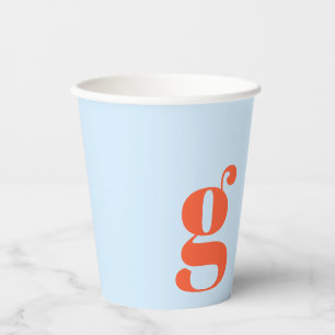 Minimalistisch Monogram Beginnende Retro Blauw Ora Papieren Bekers