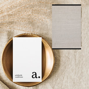 Minimalistisch Monogram Beige Faux Linnen Initiaal Briefpapier