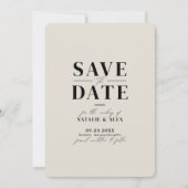 Minimalistisch Monogram Beige Taupe Website QR Cod Save The Date (Voorkant)