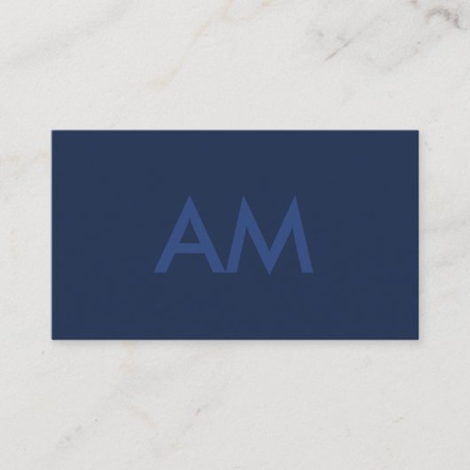 Minimalistisch monogram blauw visitekaartje (Voorkant)