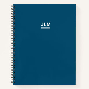 Minimalistisch Monogram Bold White Navy Blue Notitieboek