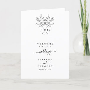 Minimalistisch Monogram Bruiloft Orde van Service Programma