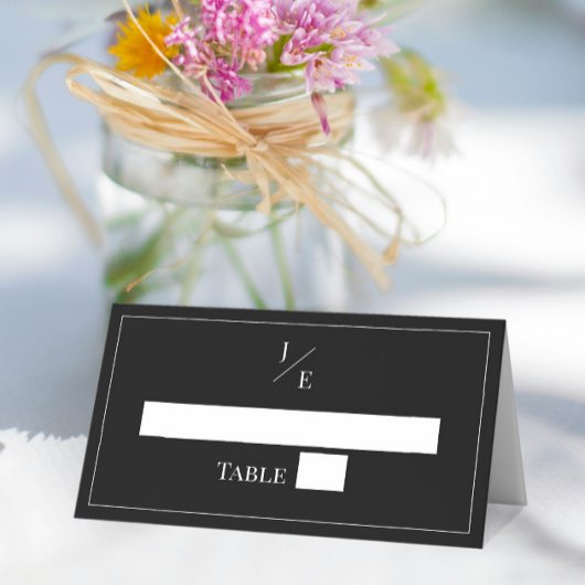 Minimalistisch Monogram Bruiloft | Zwart