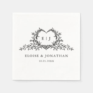 Minimalistisch Monogram Calligrafie Crest Trouwdag Servet
