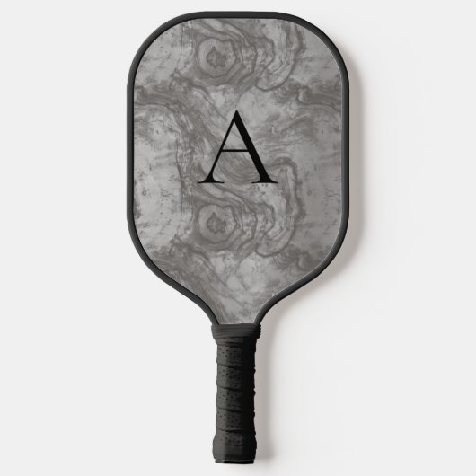 Minimalistisch Monogram Dark Gray Wood Grain Pickleball Paddle (Achterkant)