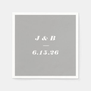Minimalistisch Monogram Elegant Grijs Stijlvol Huw Servet
