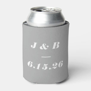 Minimalistisch Monogram Elegant Grijs Stijlvolle T Blikjeskoeler