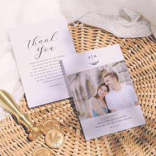 Minimalistisch Monogram Elegante Foto Huwelijk Bedankkaart
