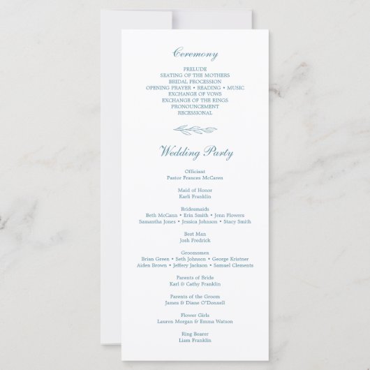 Minimalistisch Monogram formeel Weddenschap Progra (Achterkant)