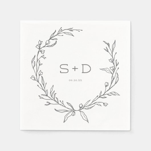 Minimalistisch monogram Formele bruiloft Cocktail Servet (Voorkant)