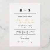 Minimalistisch Monogram Foto Moderne Bruiloft Folie Uitnodiging (Voorkant)