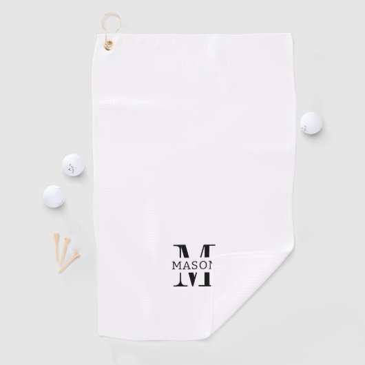 Minimalistisch monogram gepersonaliseerd golfhanddoek (Insitu)