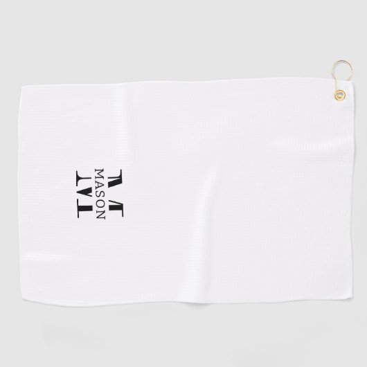 Minimalistisch monogram gepersonaliseerd golfhanddoek (Horizontaal)