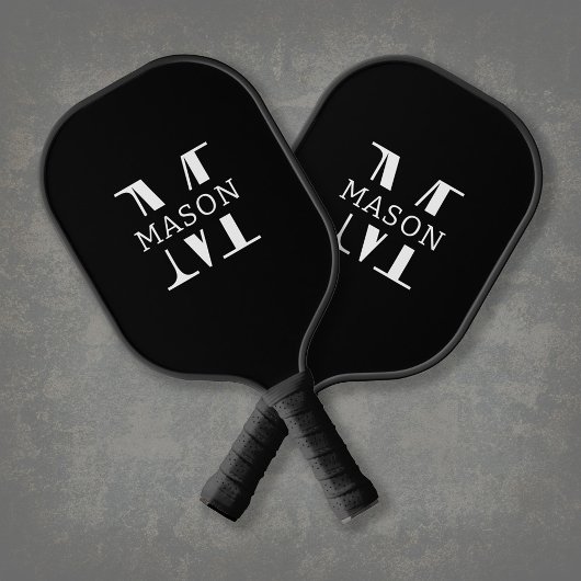 Minimalistisch monogram gepersonaliseerd pickleball paddle