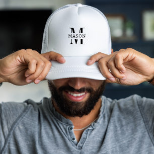 Minimalistisch monogram gepersonaliseerd trucker pet
