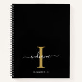 Minimalistisch Monogram Goud Wit Script Naam Notitieboek (Voorkant)