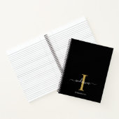 Minimalistisch Monogram Goud Witte Script Naam Notitieboek (Binnen)