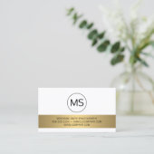 Minimalistisch / monogram / goudbalmetaal visitekaartje (Staand voorkant)