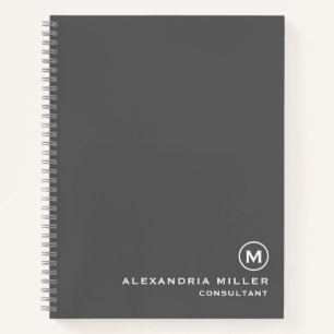 Minimalistisch monogram grijs notitieboek
