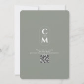 Minimalistisch Monogram Groene Sage QR Code Save The Date (Achterkant)