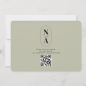 Minimalistisch monogram Groene Sage Website QR Cod Save The Date (Achterkant)