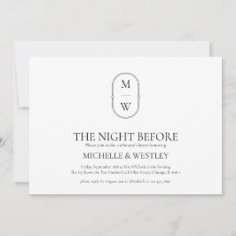 Minimalistisch Monogram Huwelijksrepetitie Diner Kaart