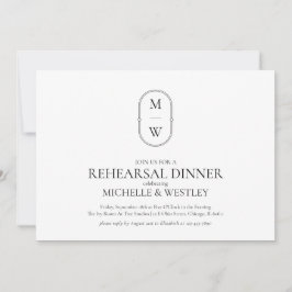 Minimalistisch Monogram Huwelijksrepetitie Diner Kaart