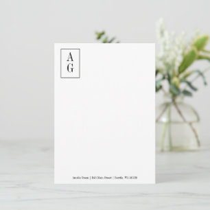 Minimalistisch monogram Initiaal Adres Professiona Notitiekaartje