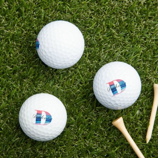 Minimalistisch monogram initiaal D koraalblauw Golfballen (Insitu Gras)